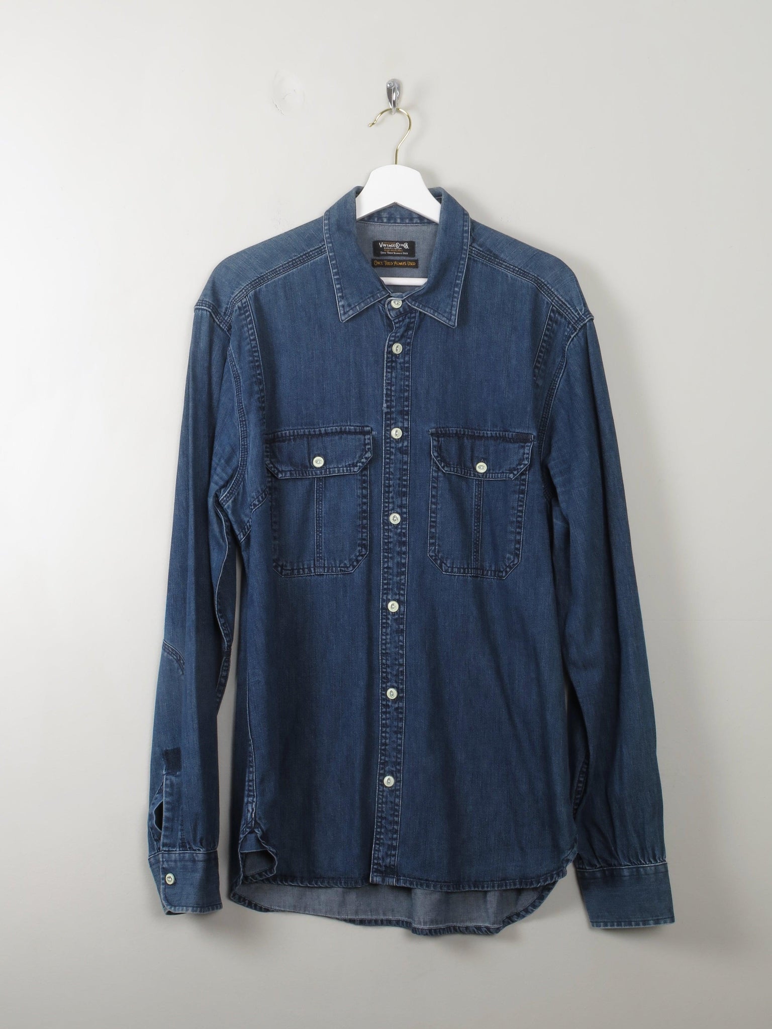 Men's Vintage Blue Denim Shirt XL - The Harlequin