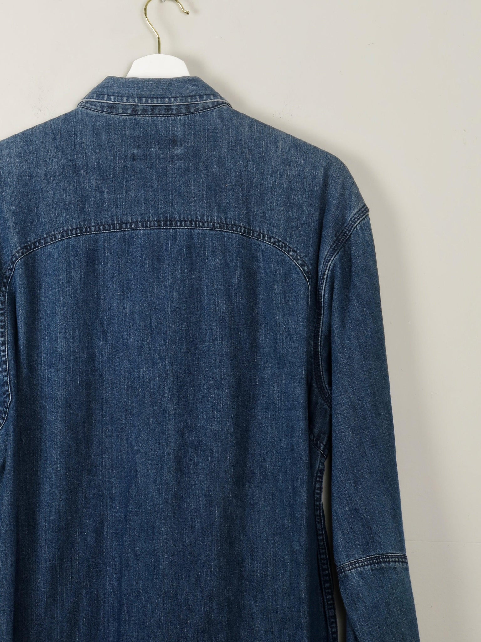 Men's Vintage Blue Denim Shirt XL - The Harlequin