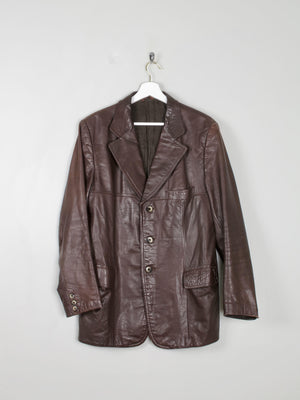 Men's Classic Brown Leather 1970s Jacket M - The Harlequin