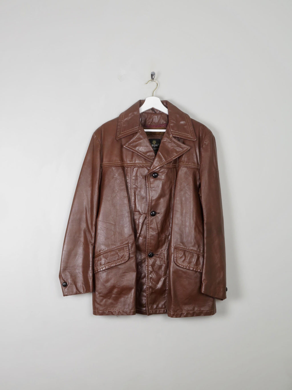 Men's Vintage Brown Leather Jacket M - The Harlequin