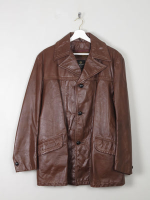 Men's Vintage Brown Leather Jacket M - The Harlequin