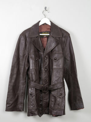 Men's Vintage Brown Leather Jacket With Belt M - The Harlequin