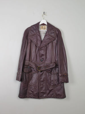 Men's Vintage  Burgundy  Leather 3/4 Coat M - The Harlequin