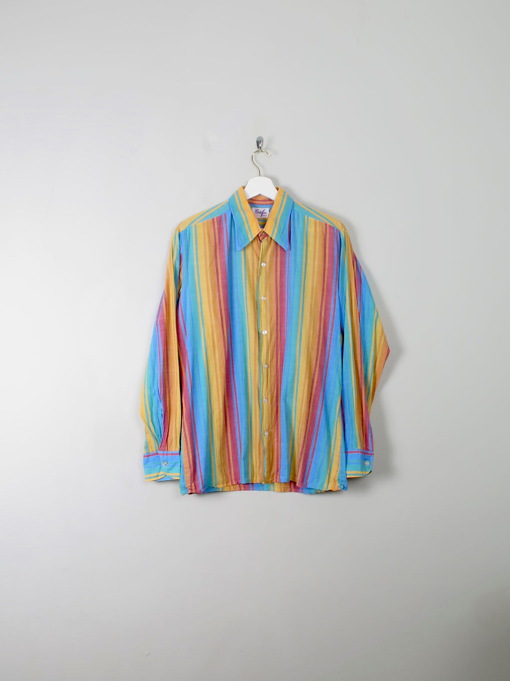 Men's Vintage Colourful Striped Shirt S - The Harlequin