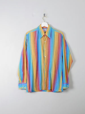 Men's Vintage Colourful Striped Shirt S - The Harlequin