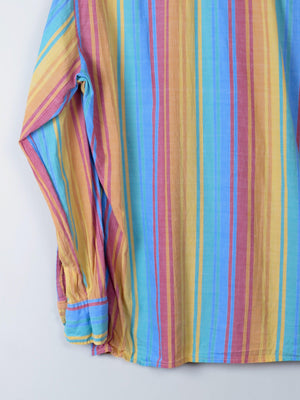 Men's Vintage Colourful Striped Shirt S - The Harlequin