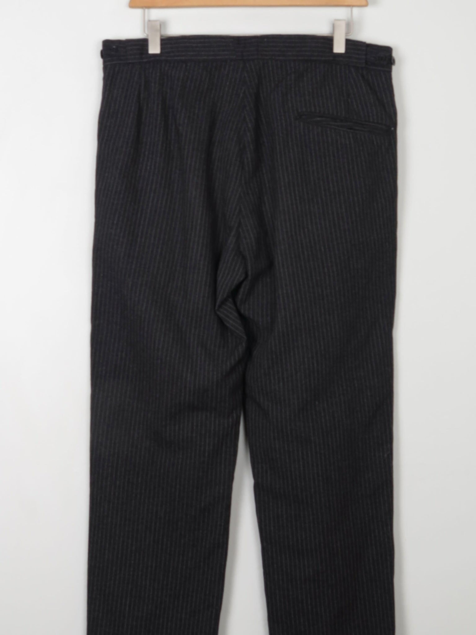 Men's Vintage Dark Grey Striped Trousers 32"/33" - The Harlequin