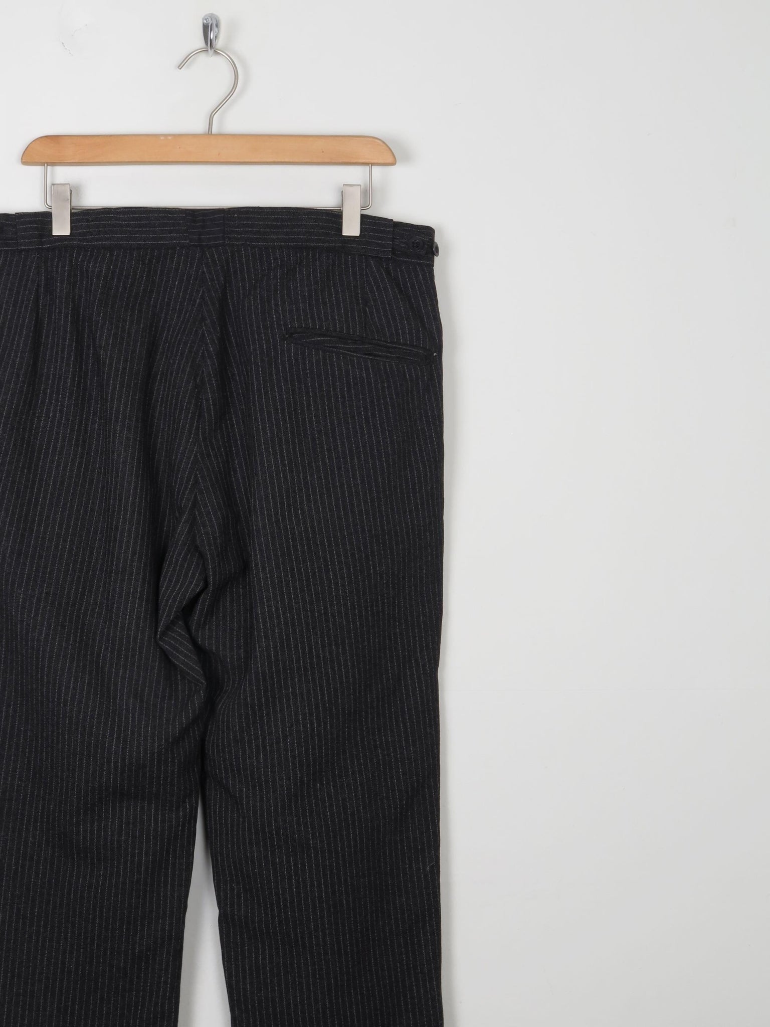 Men's Vintage Dark Grey Striped Trousers 32"/33" - The Harlequin
