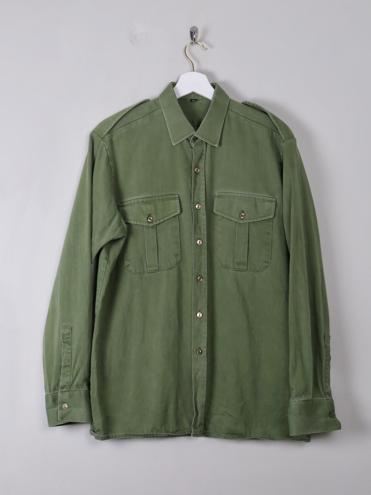 Men's VIntage Green Army Shirt L - The Harlequin