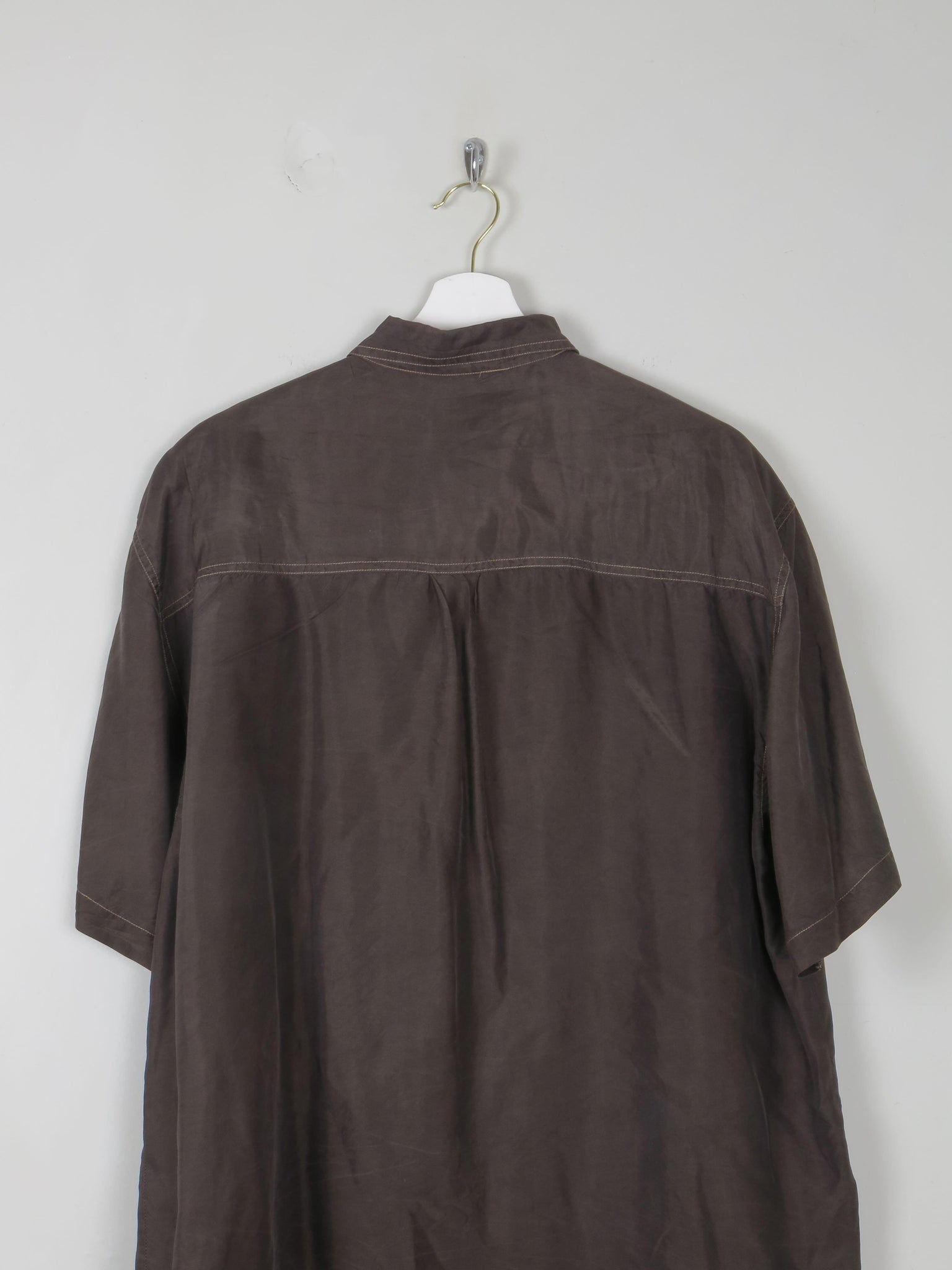 Men's Vintage Green/Black Silk Shirt L - The Harlequin