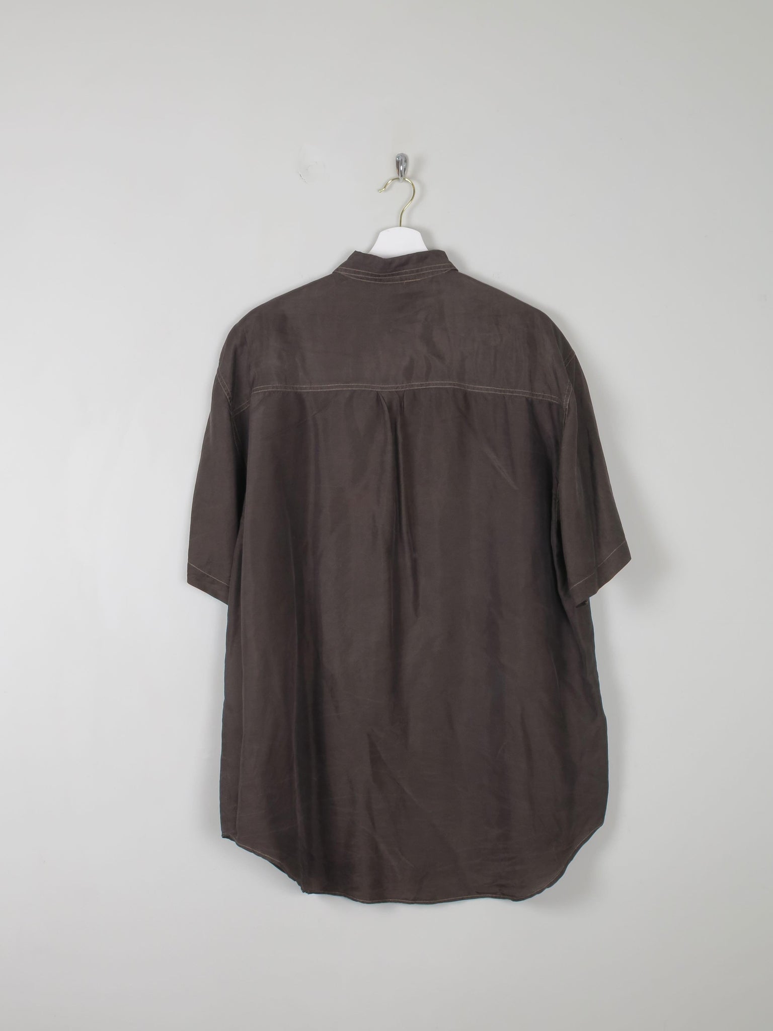Men's Vintage Green/Black Silk Shirt L - The Harlequin