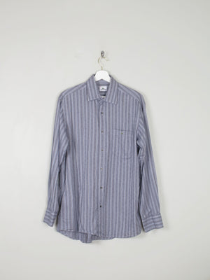 Men's Vintage Grey Striped Lacoste Shirt M - The Harlequin