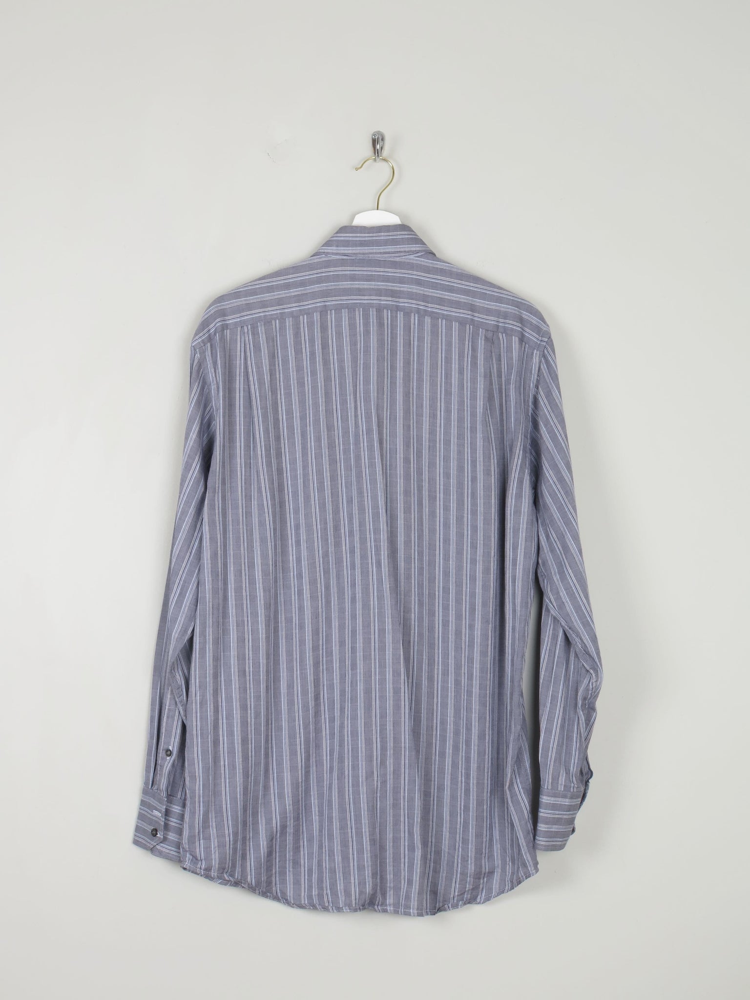 Men's Vintage Grey Striped Lacoste Shirt M - The Harlequin