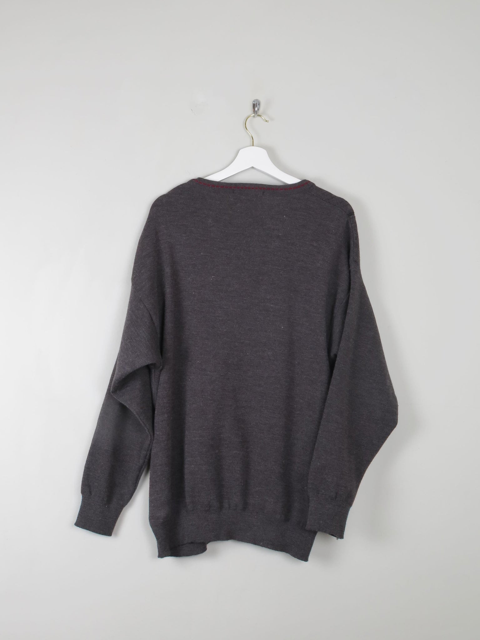 Men's Vintage Grey V- Neck Jumper Unworn L - The Harlequin