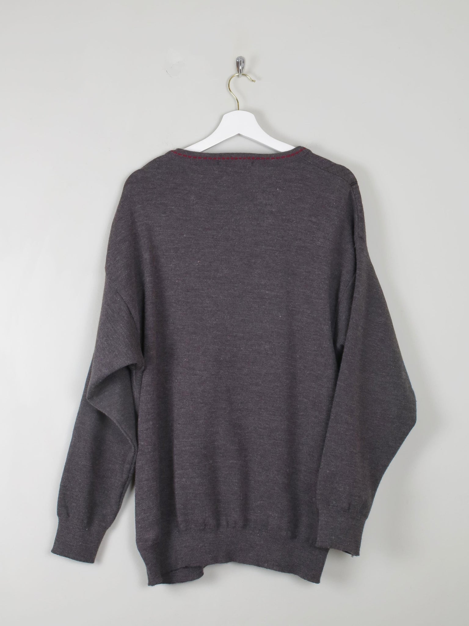 Men's Vintage Grey V- Neck Jumper Unworn L - The Harlequin