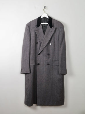 Men's Vintage Grey Wool Herringbone Louis Copeland Coat 46" L Length XL - The Harlequin