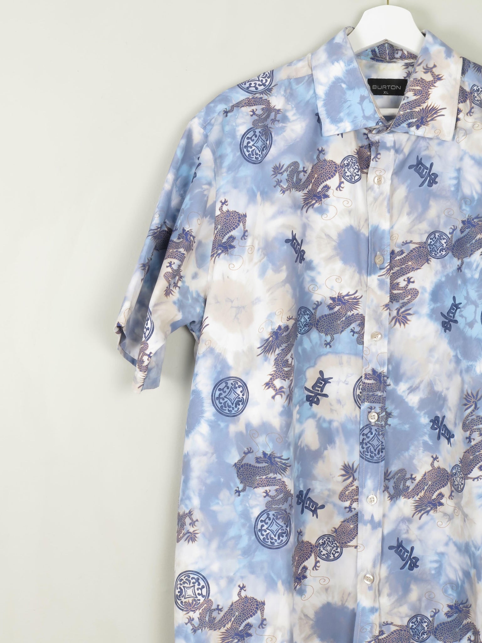 Men's Vintage Hawaiian Dragon Shirt Blue XL - The Harlequin