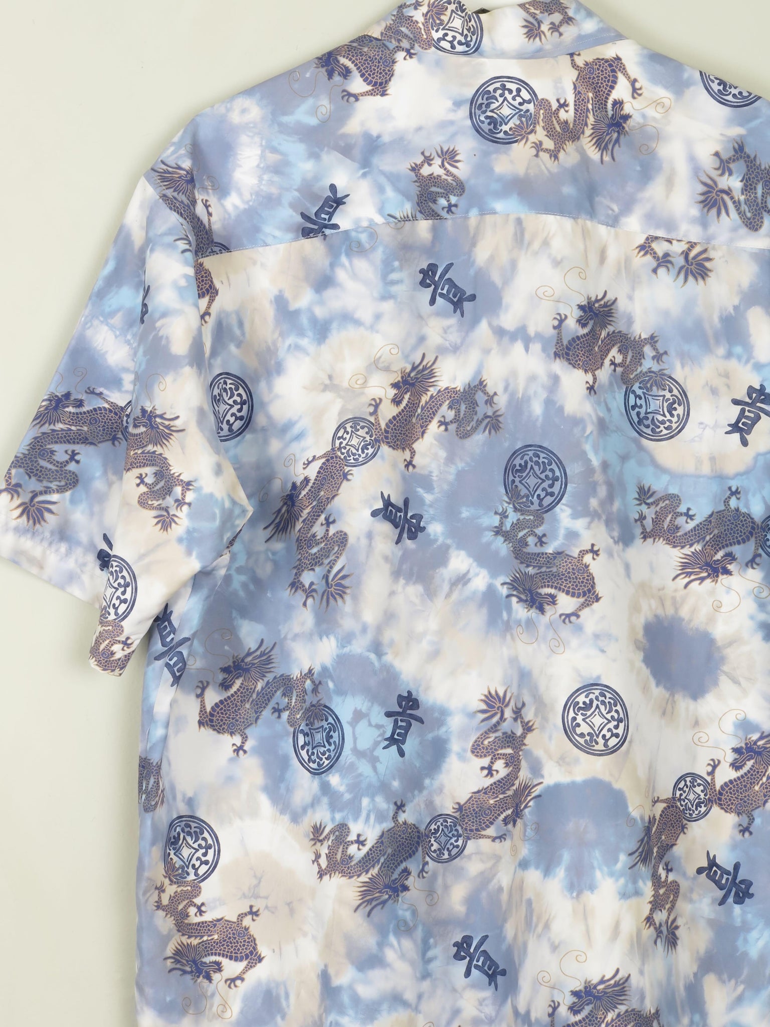 Men's Blue Vintage Hawaiian Dragon Shirt XL - The Harlequin