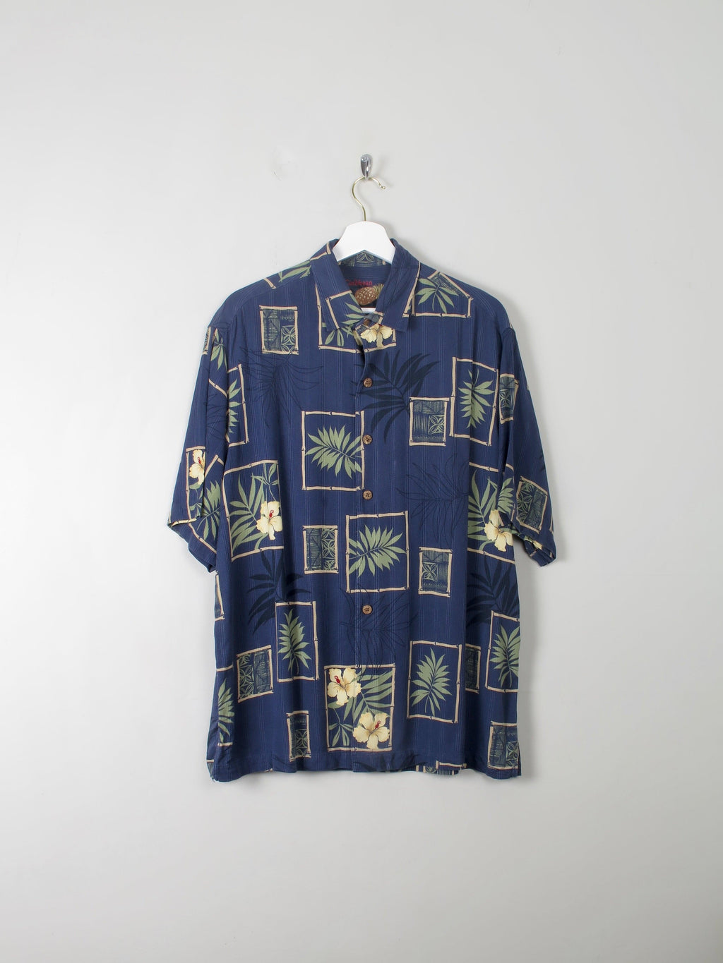 Men's Vintage Hawaiian Silk Shirt L - The Harlequin