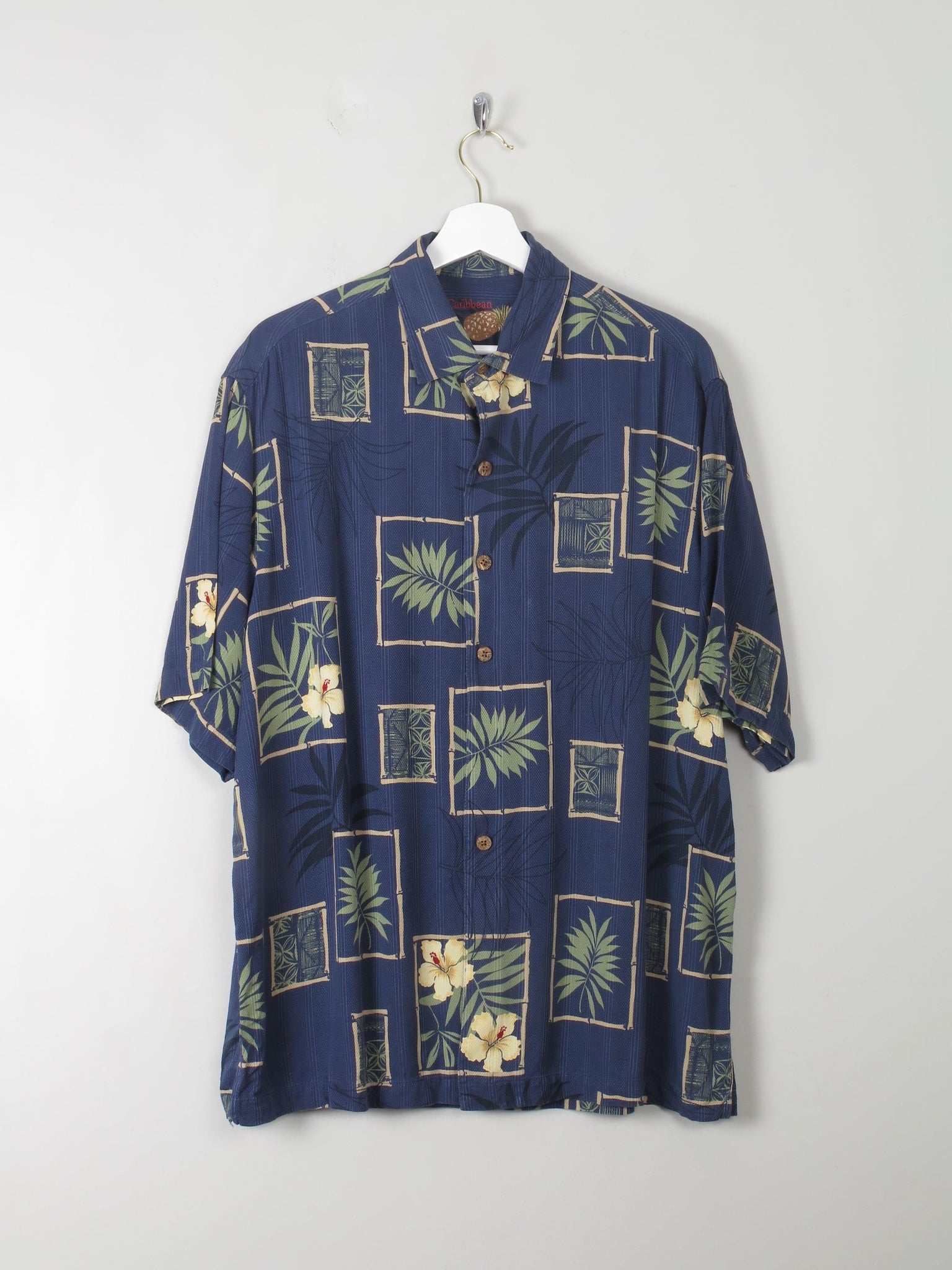 Men's Vintage Hawaiian Silk Shirt L - The Harlequin