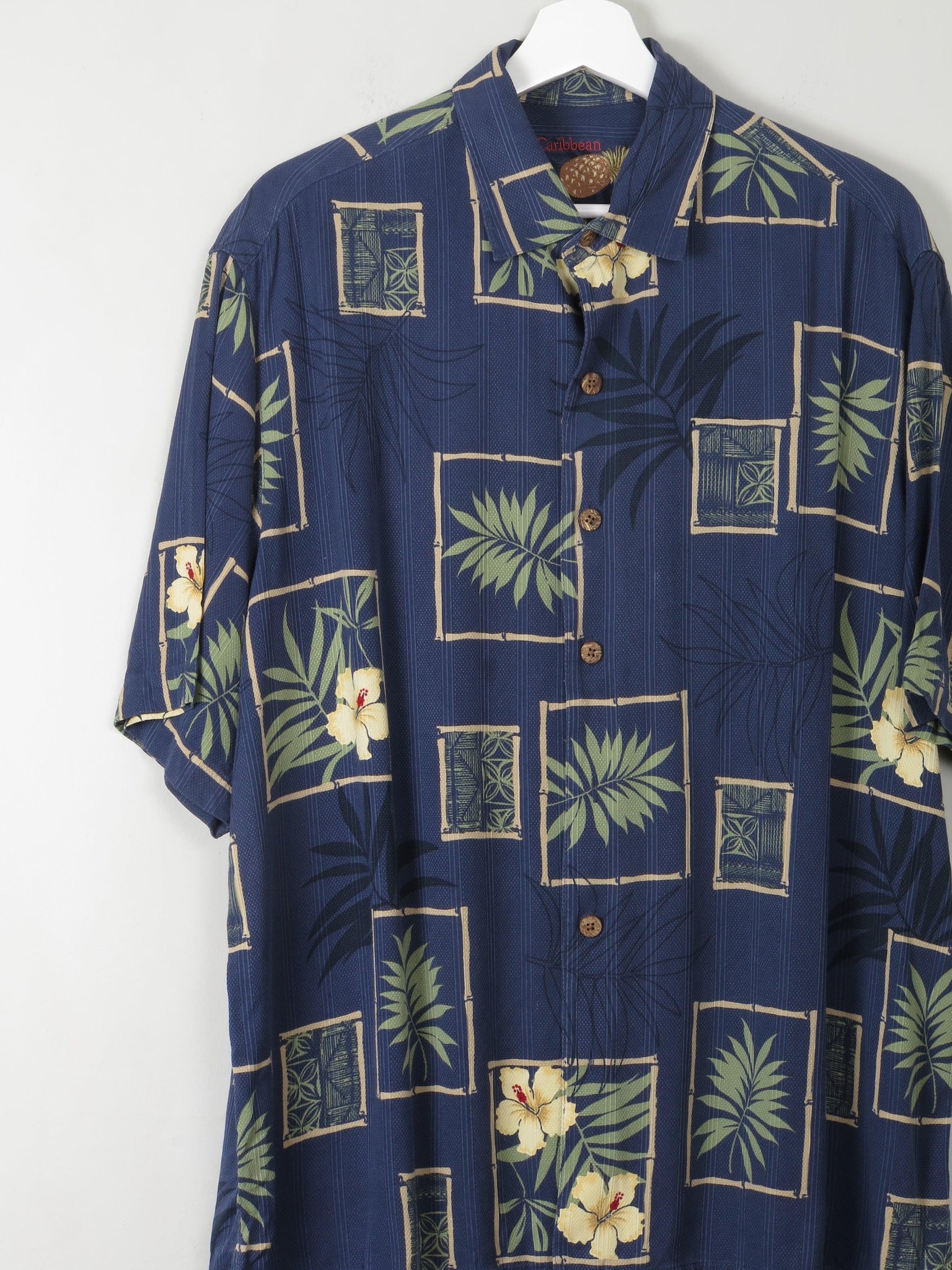 Men's Vintage Hawaiian Silk Shirt L - The Harlequin