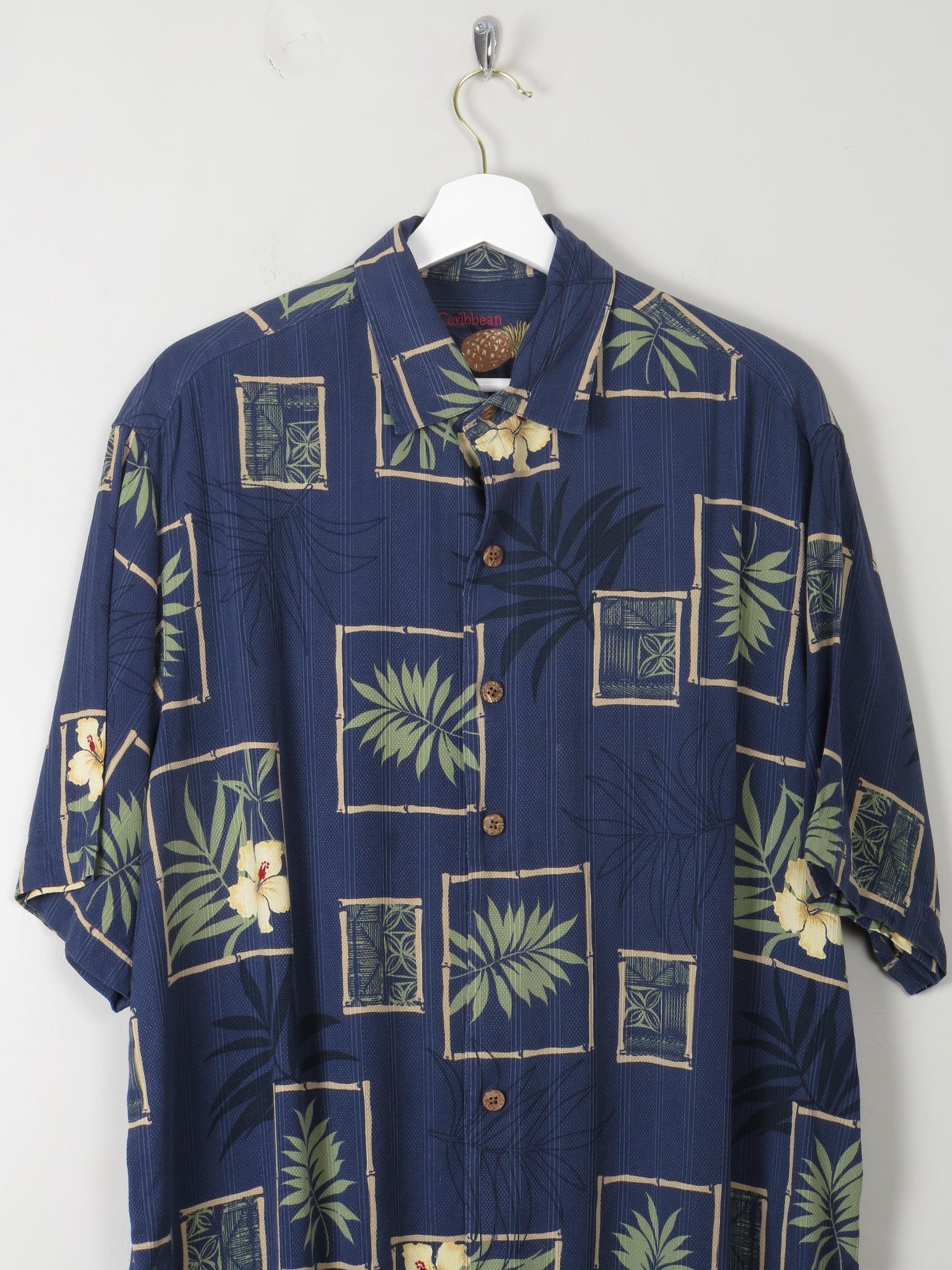 Men's Vintage Hawaiian Silk Shirt L - The Harlequin