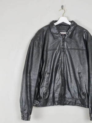 Men's Vintage Leather Jacket Zip Bomber XL - The Harlequin