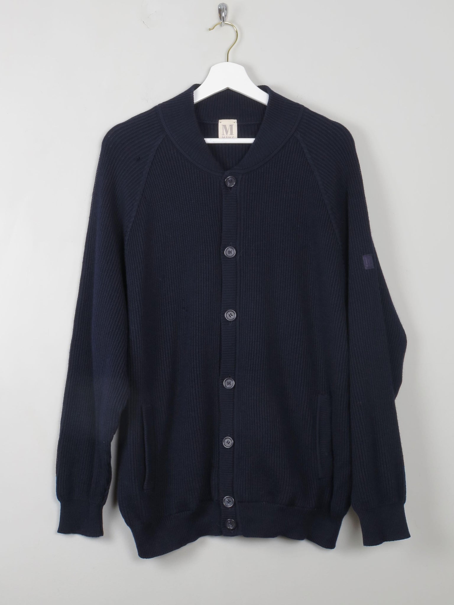 Men's Vintage Navy Cardigan L - The Harlequin