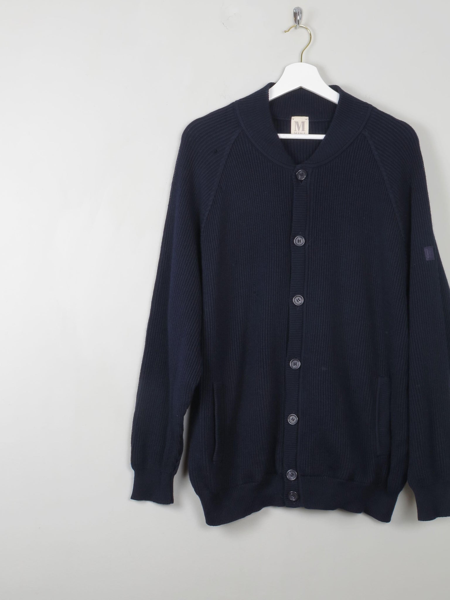 Men's Vintage Navy Cardigan L - The Harlequin