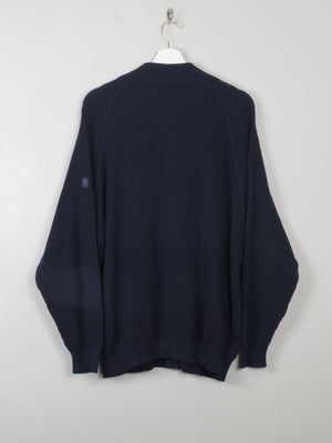 Men's Vintage Navy Cardigan L - The Harlequin