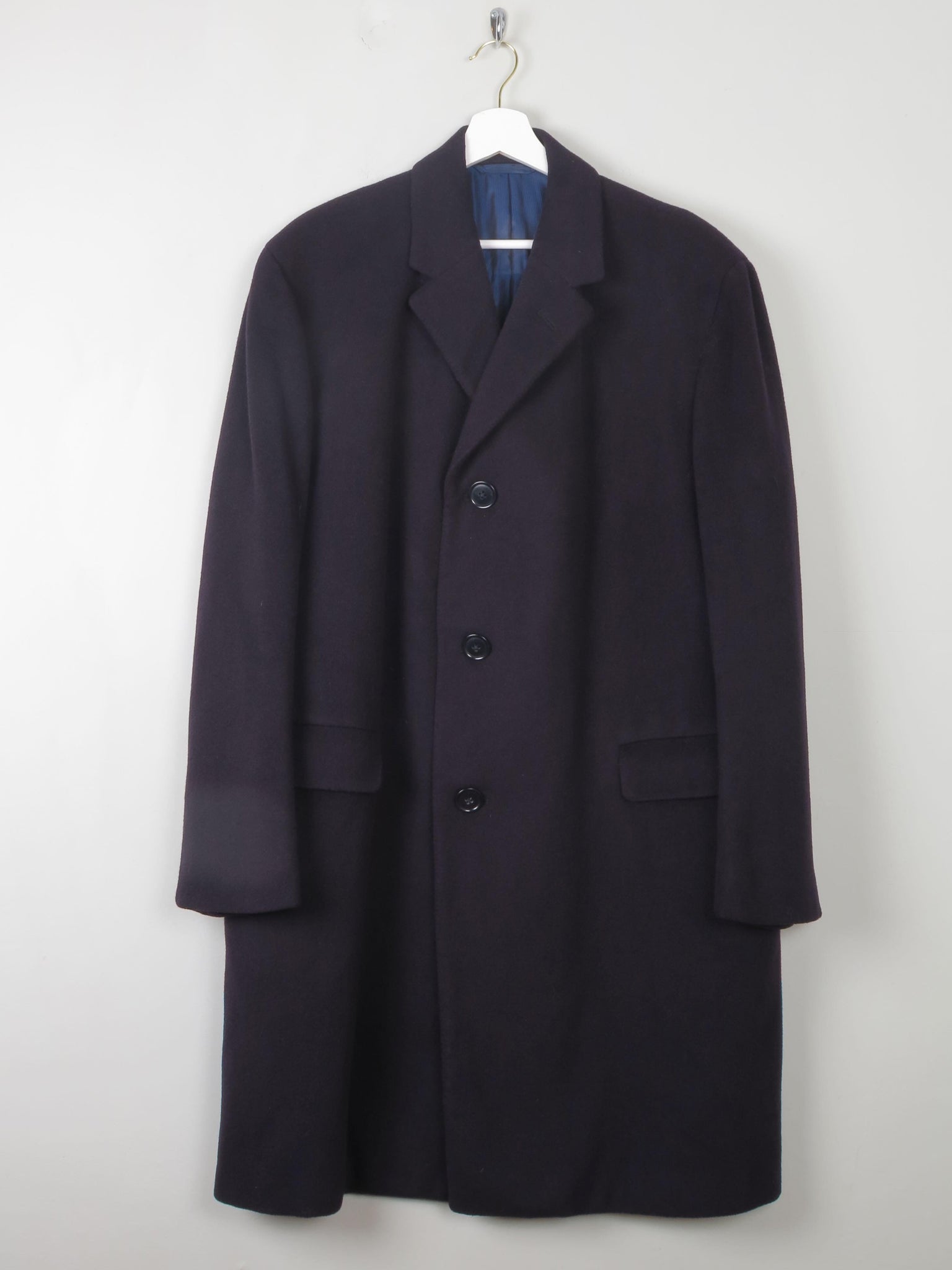 Men's Navy Crombie Overcoat Austin Reed L/XL 44” - The Harlequin