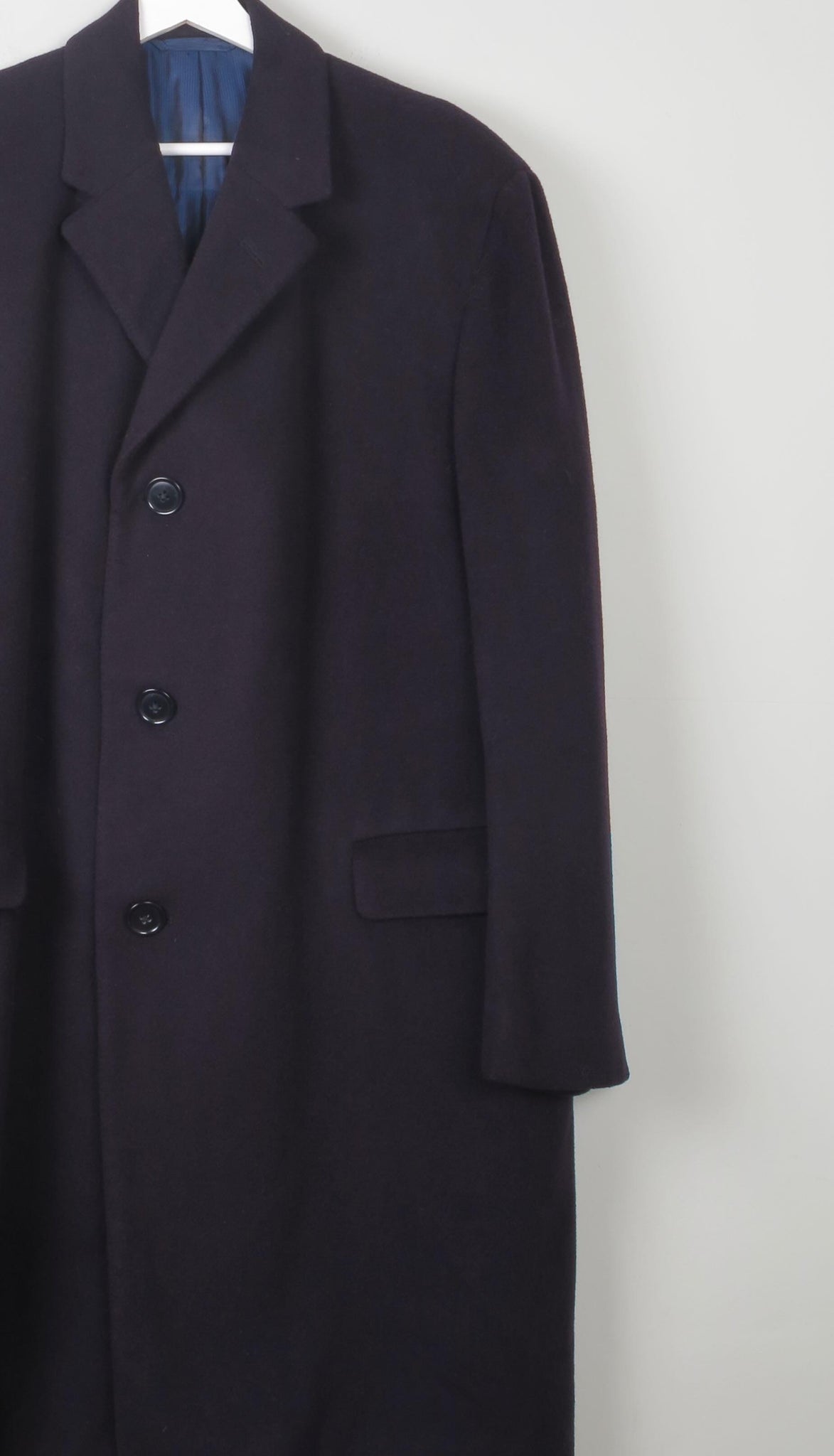 Men's Navy Crombie Overcoat Austin Reed L/XL 44” - The Harlequin