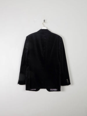 Men's Classic Vintage Navy Velvet Jacket With Print 38/S - The Harlequin