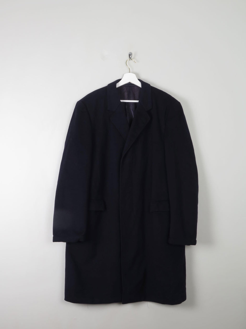 Men's Navy Wool Overcoat L/XL 44/46 - The Harlequin