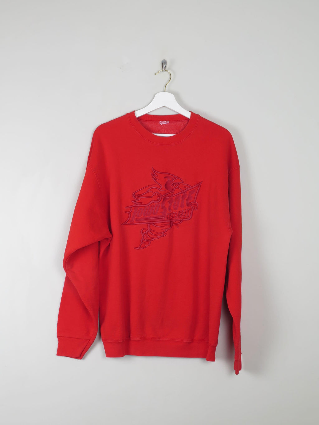 Men's Vintage Red Embroidered Sweatshirt L - The Harlequin