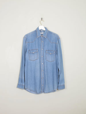 Men's Blue Denim Vintage Shirt S - The Harlequin