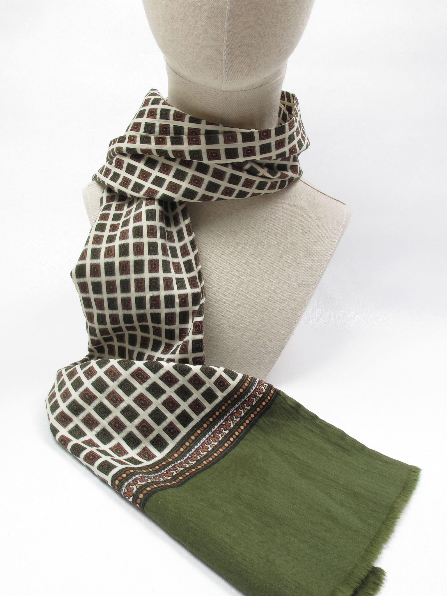 Men's Vintage Silk & Wool Scarf/ Cravat - The Harlequin