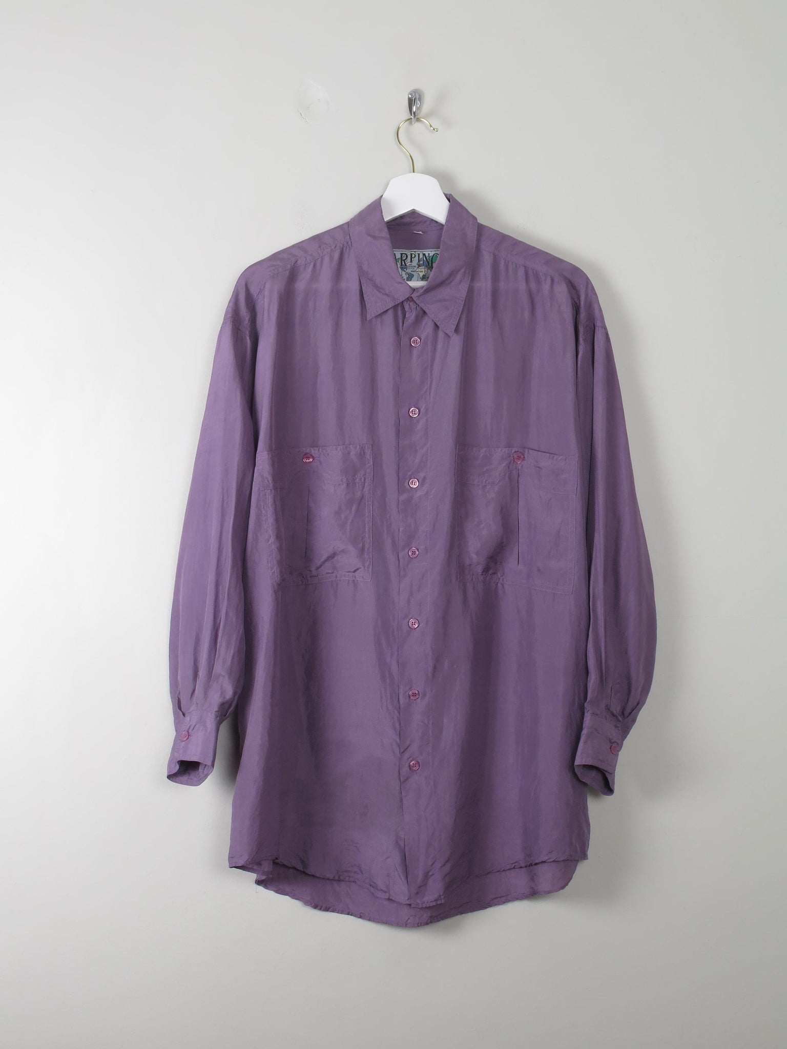 Men's Vintage Silk Mauve/Lilac Shirt M - The Harlequin