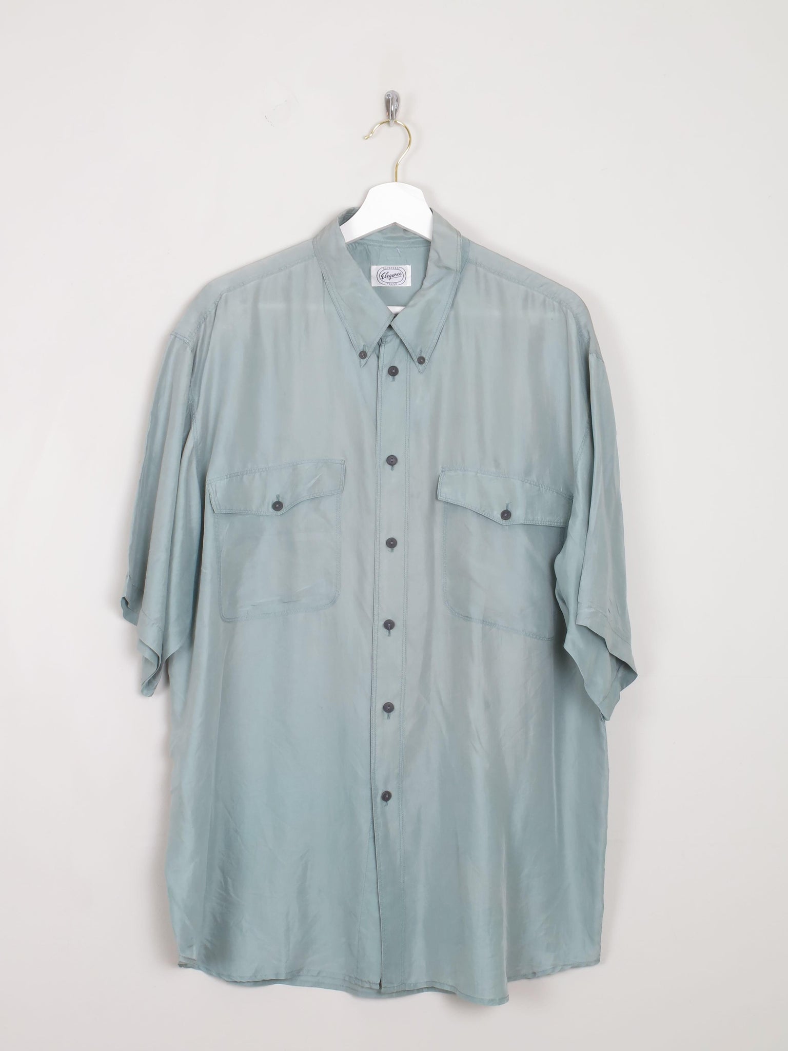 Men's Vintage Silk Shirt Sage Green L/XL - The Harlequin