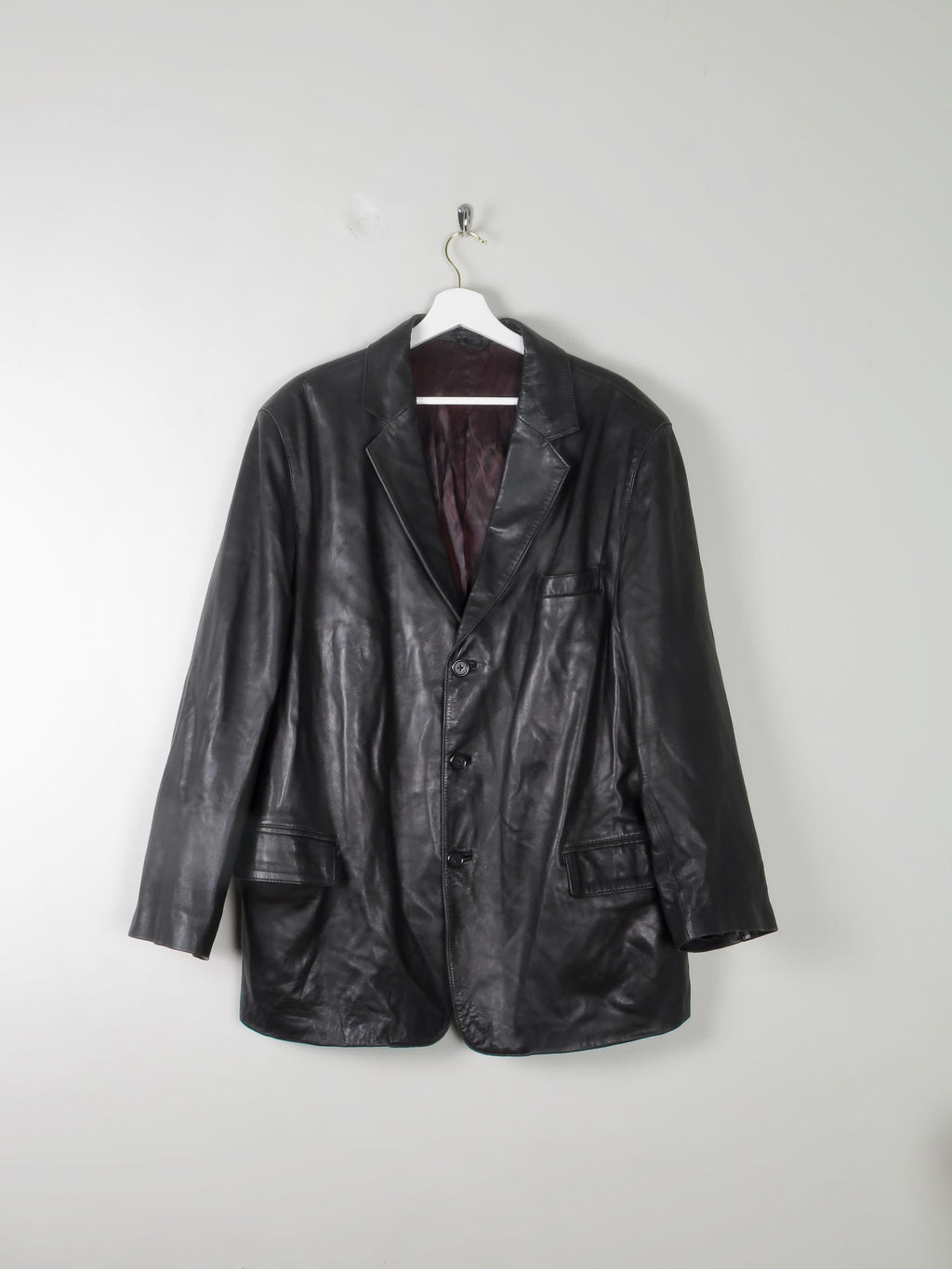 Men's Vintage Soft Black Leather Jacket XL - The Harlequin