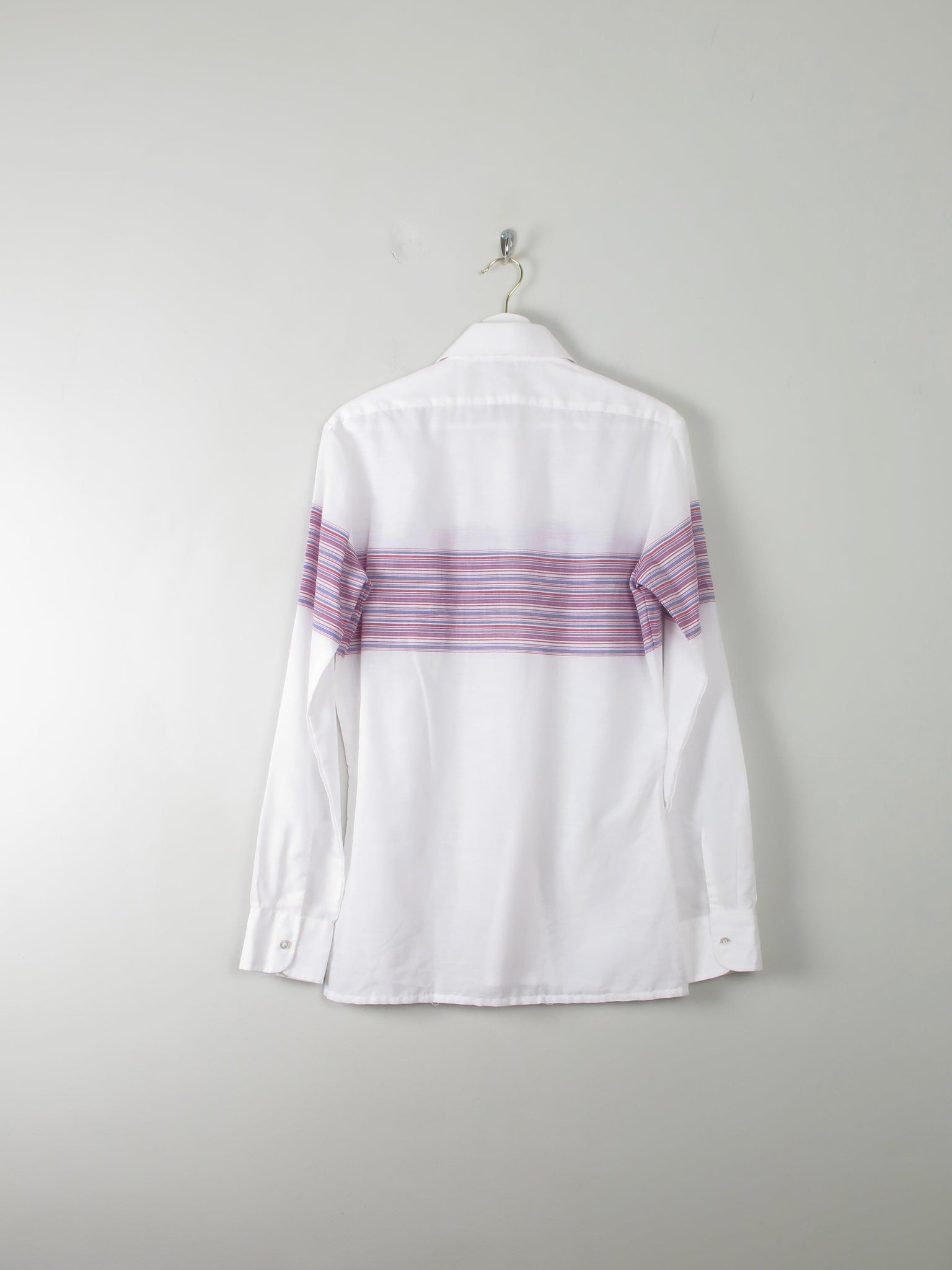 Men's Vintage White Shirt With Stripes M - The Harlequin