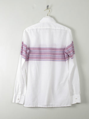 Men's Vintage White Shirt With Stripes M - The Harlequin