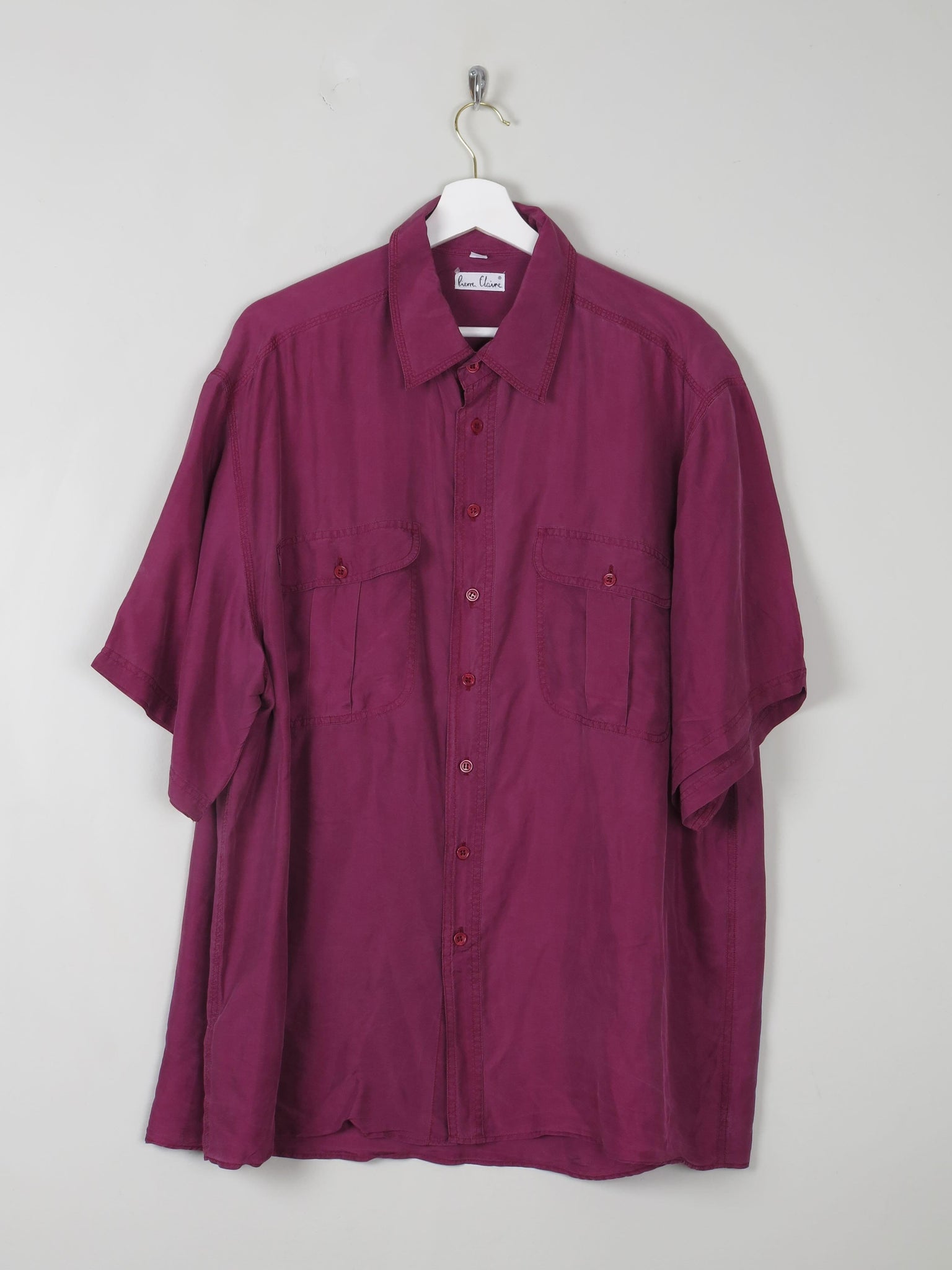 Men's Vintage Wine/Burgundy Silk Shirt L/XL - The Harlequin