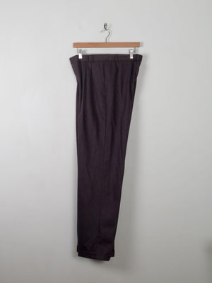 Men's Vintage Wool Trousers Wine/Brown 33" W 31"L - The Harlequin