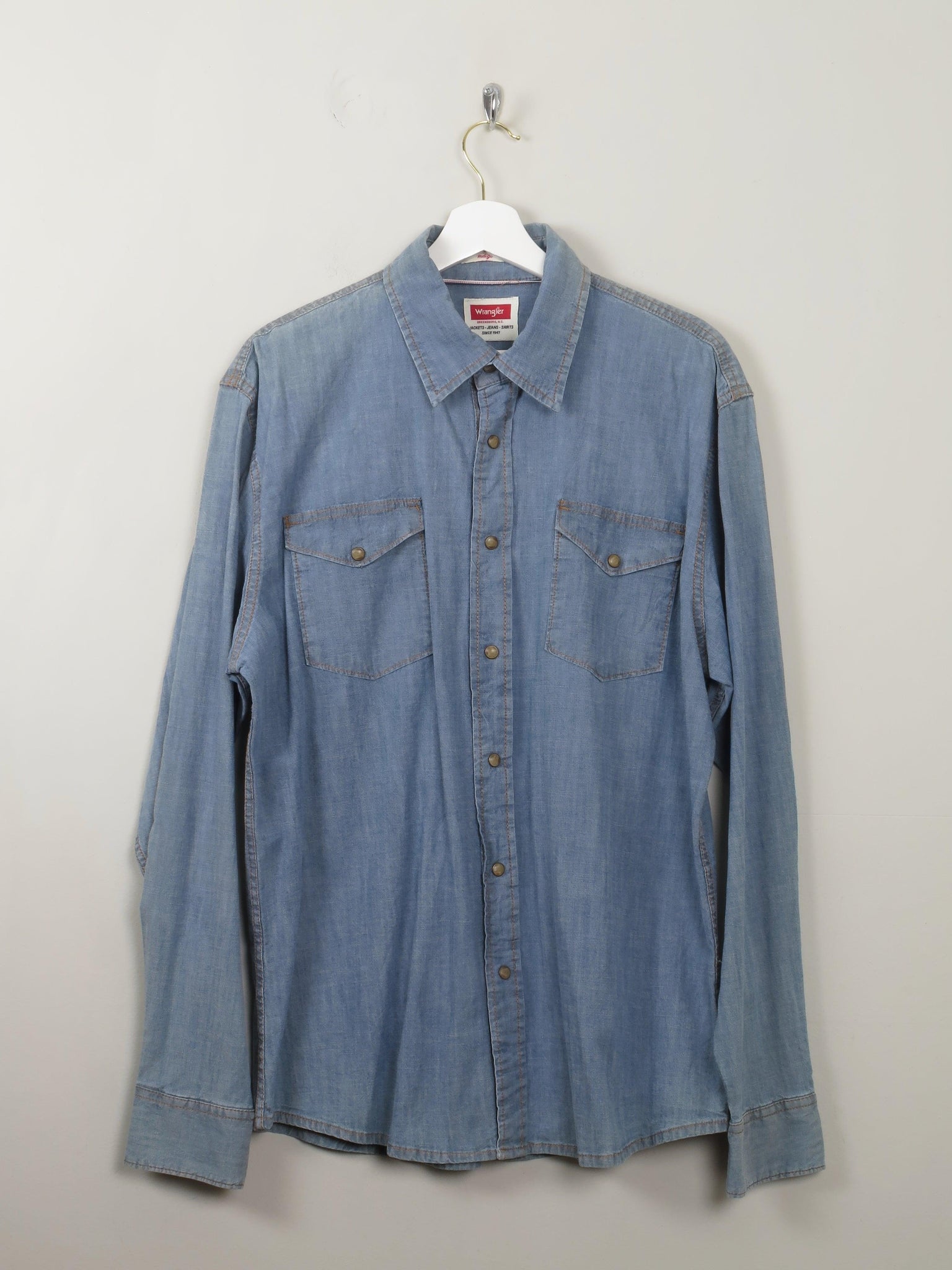 Men's Vintage Wrangler Denim Shirt L - The Harlequin