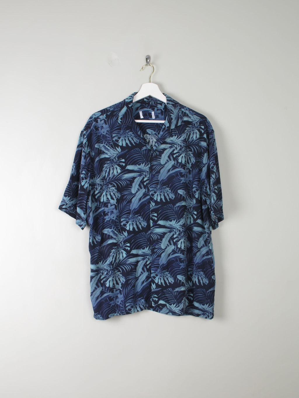 Mens Vintage Style Hawaiian Navy Printed Shirt S/M - The Harlequin