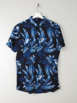 Mens Printed Blue Shirt L New - The Harlequin