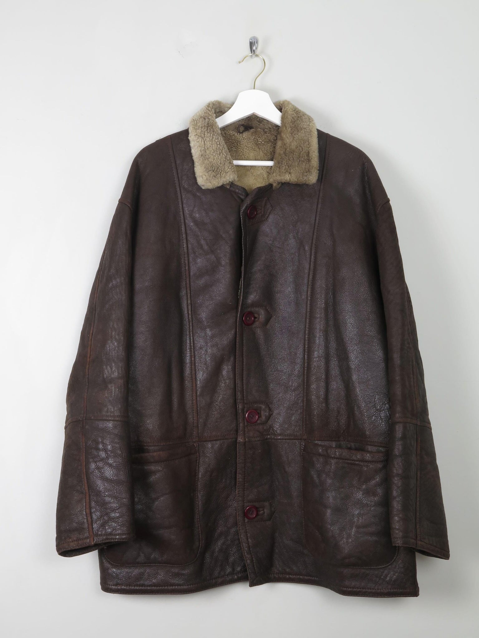 Mens Brown Sheepskin 3/4 Coat L/XL - The Harlequin