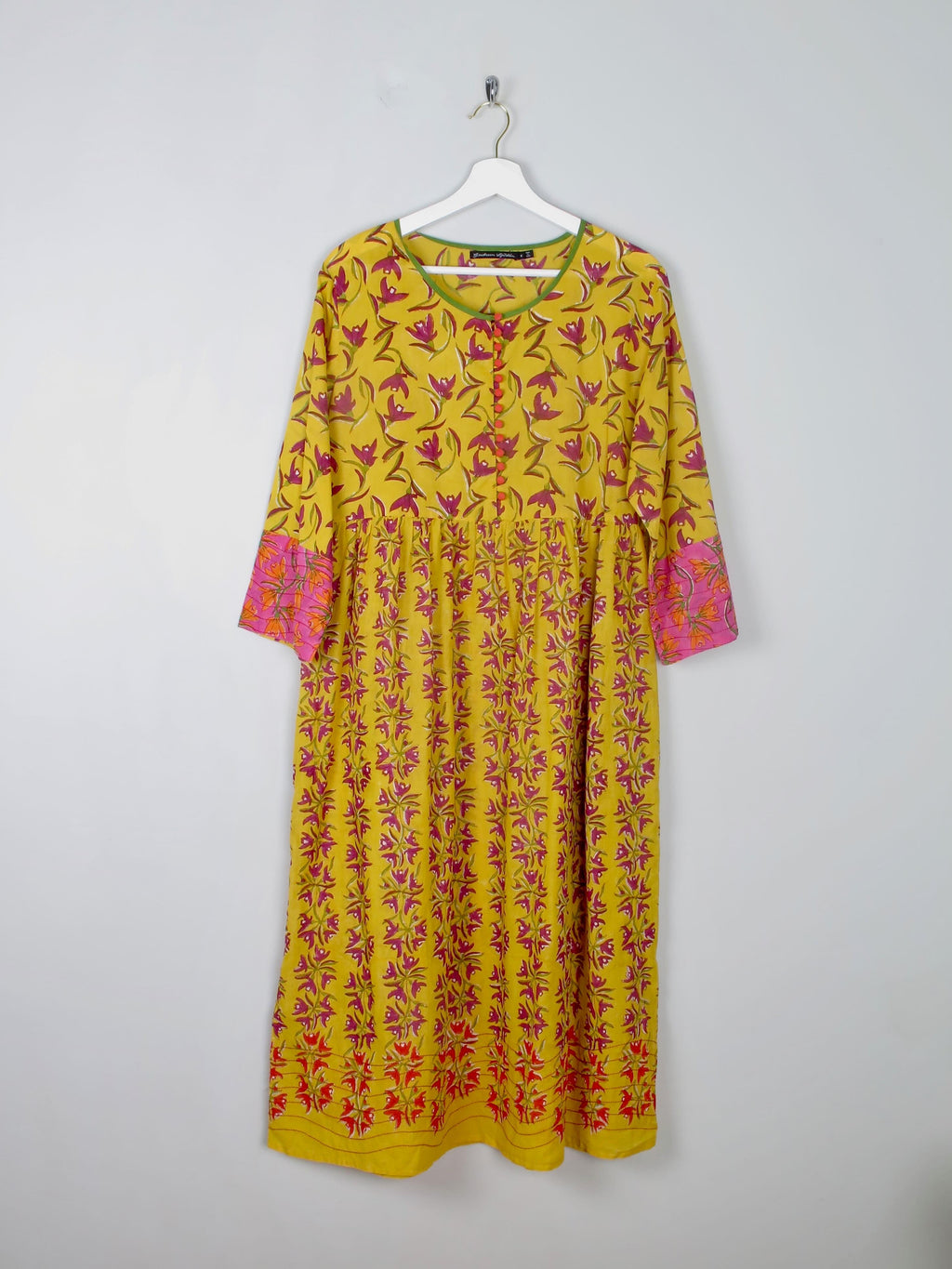 Mustard Indian Cotton Dress M - The Harlequin