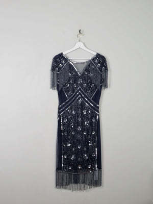 Navy Beaded Flapper Style Dress 12 New - The Harlequin